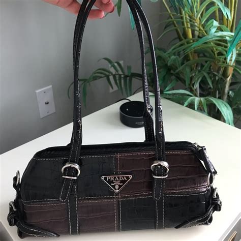 prada milano black stamped leather handbag|Prada Milano bag vintage.